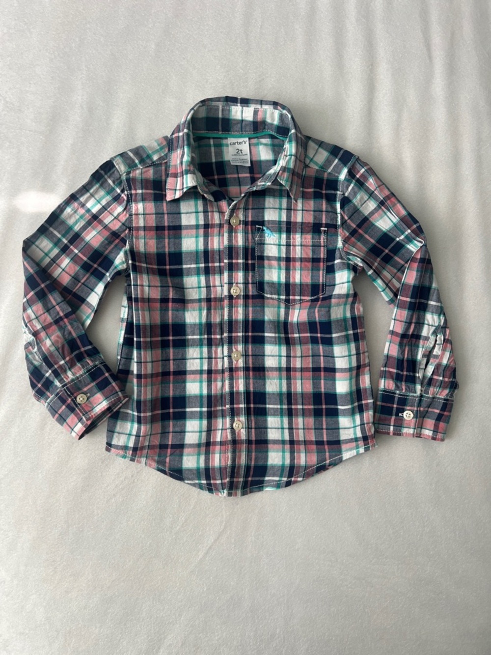 Carter's Pink, Navy & White Plaid Button-Down Shirt